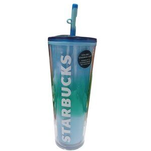 Starbucks 2023 Spring Straw Topper Blossom Color Changing Tumbler Blue Green